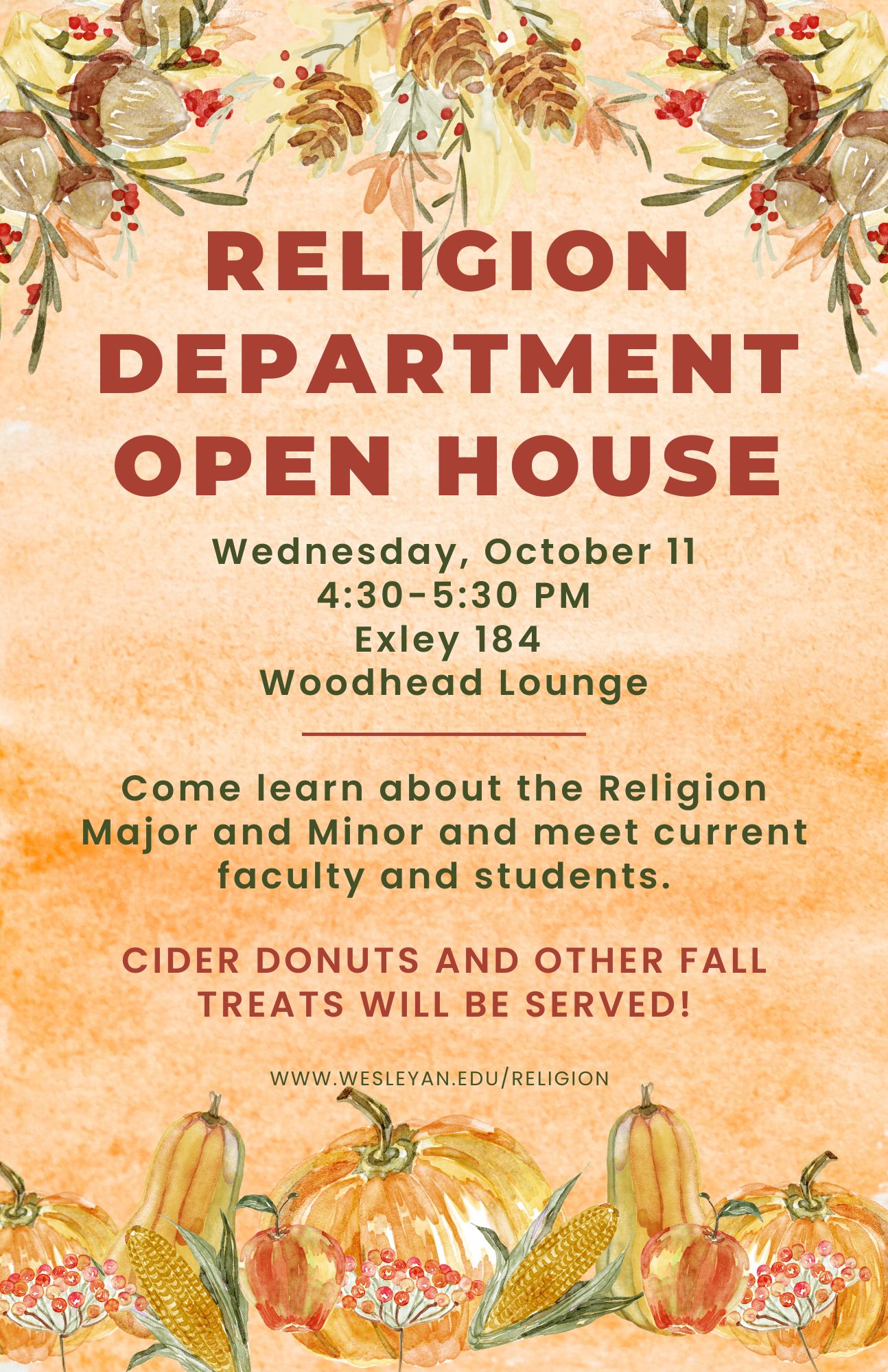 Poster for Religion Department Open House